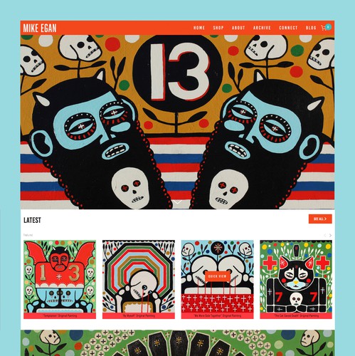 Ecommerce design with the title 'Mike Egan Art'