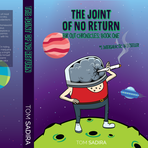 Cartoon book cover with the title 'Stoner sci-fi book cover'