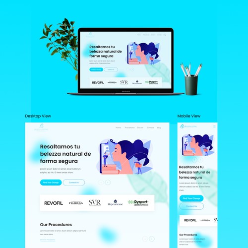 Saloon design with the title 'Website For Beauty Clinic'