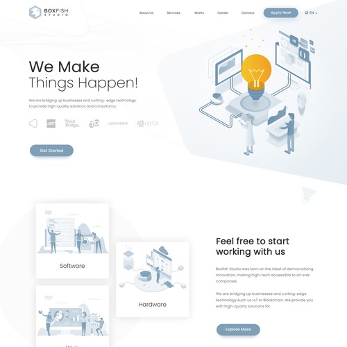 Digital website with the title 'Boxfish studio new website'