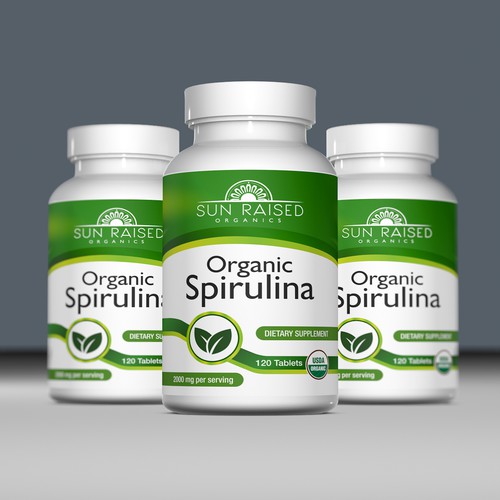 Dietary supplement label with the title 'Sun Raised label design'