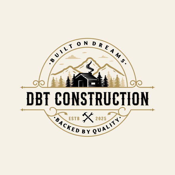 Cabin logo with the title 'Rustic logo for a construction company'