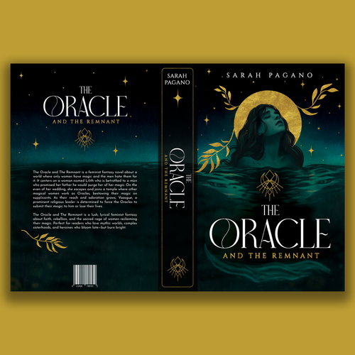 Feminine book cover with the title 'Mystical Fantasy Book Cover for The Oracle and The Remnant'