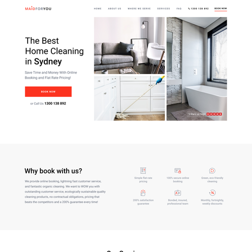 Cleaning website with the title 'Maidforyou'