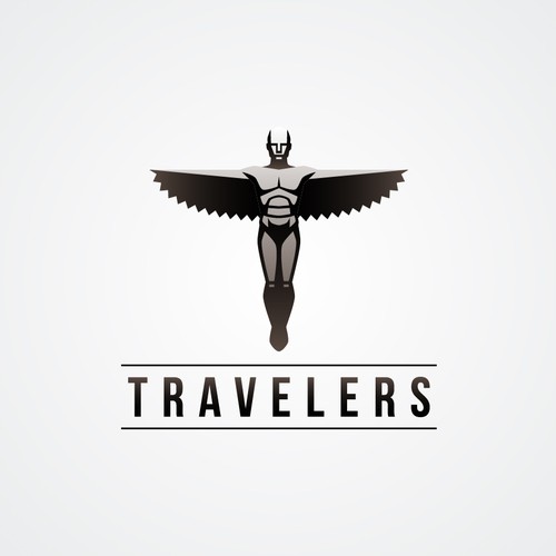 Sculpture logo with the title 'Travelers'