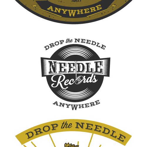 Vinyl record logo with the title 'Vintage logo for Needle Records'