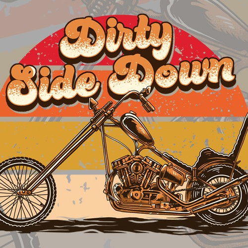 Motorcycle t-shirt with the title 'Retro 70's motorcycle design'