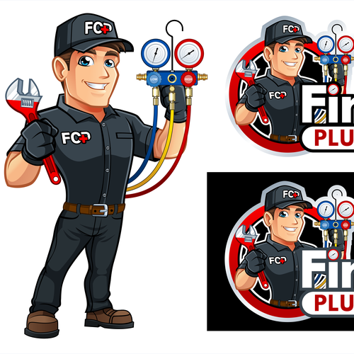 Mascot brand with the title 'FIRST CHOICE PLUS character and logo design'