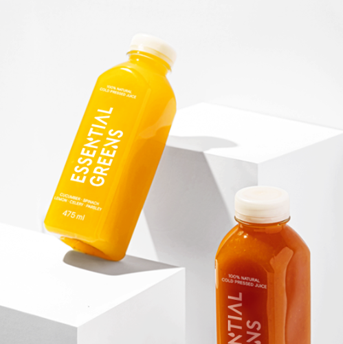 Vitamin design with the title 'essential green juice bar '