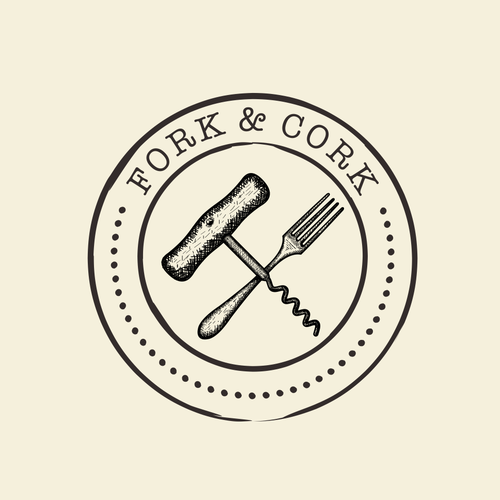 Fork logo with the title 'Fork & Cork'