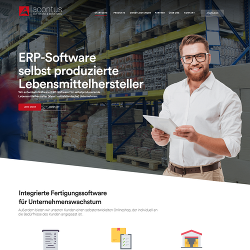 Software website with the title 'ERP Software Web Design'