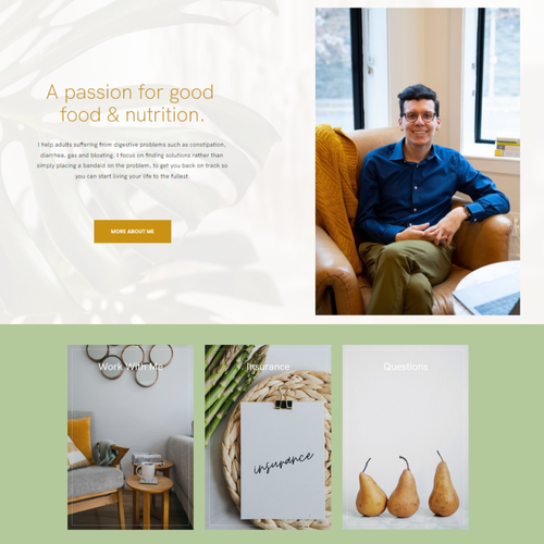 Colorful design with the title 'Health & Wellness Website - Nutritionist'