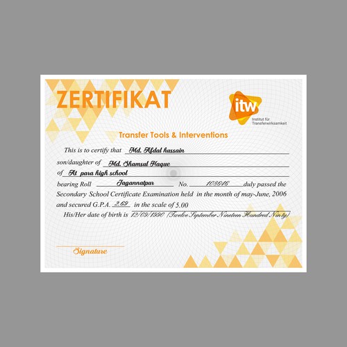 Certificate design with the title 'certificate design '