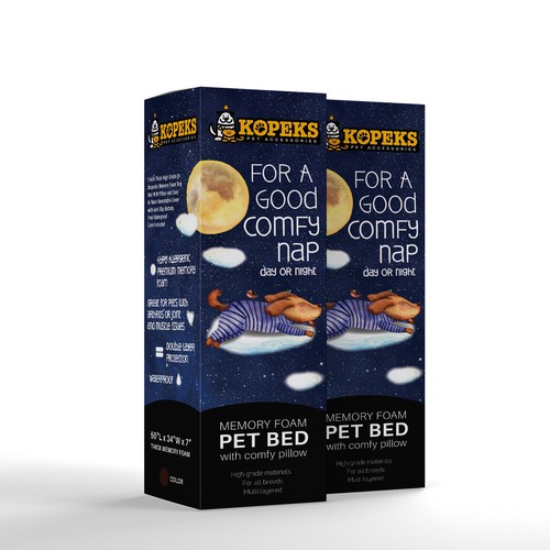 Dog design with the title 'Kopeks Premium memory foam pet bed'