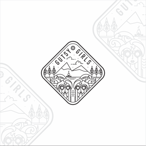 Line art logo with the title 'Unique design for an adventure club'