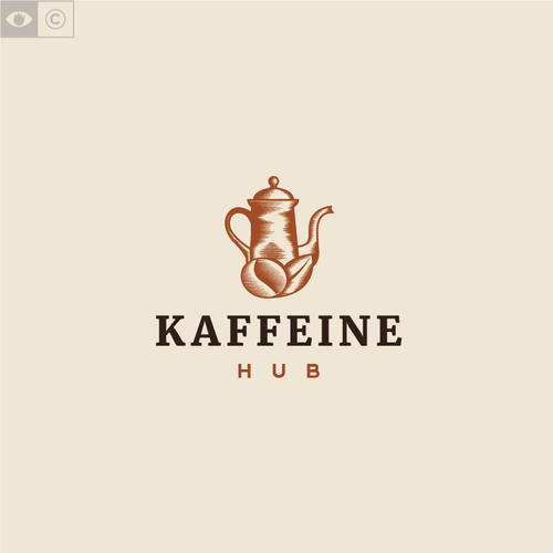 Teapot logo with the title 'Kaffeine Hub'