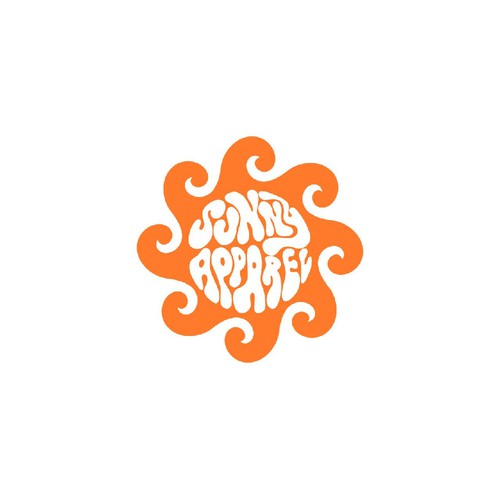 Hippie logo with the title 'Sunny apparel Groovy design'