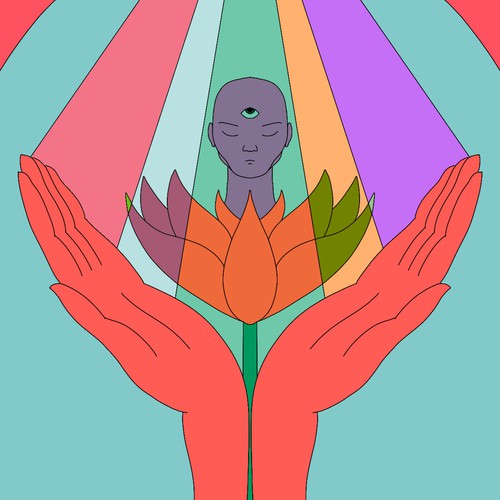 Fitness illustration with the title 'Yoga matt design'