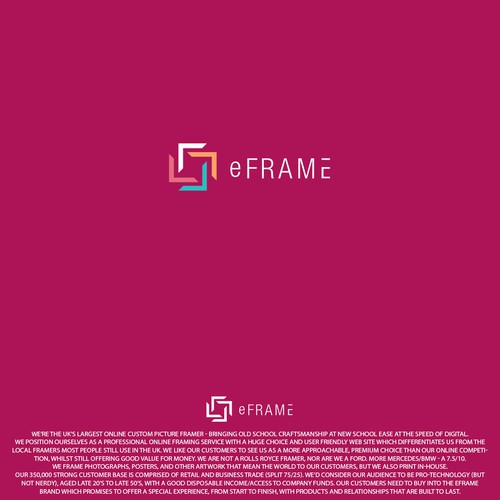 Picture logo with the title 'e frame'
