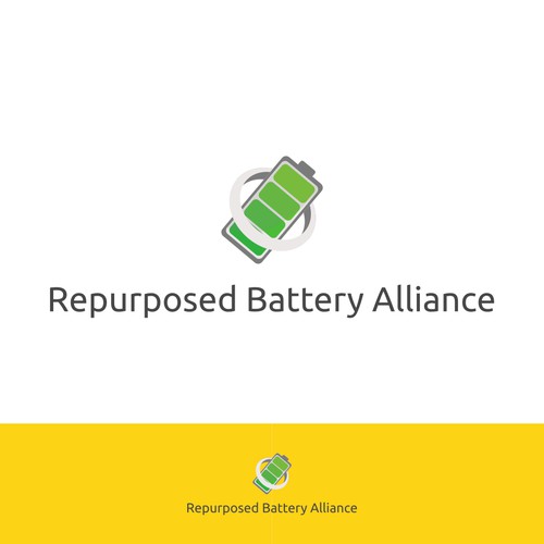 Recycle logo with the title 'Spiral recycle battery'