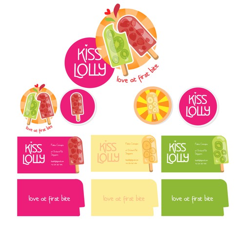 Shave ice logo with the title 'Create a fun and lively logo design for Kiss Lolly'