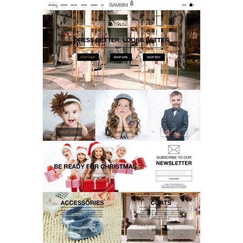 Black website with the title 'Child's Luxury Shop'