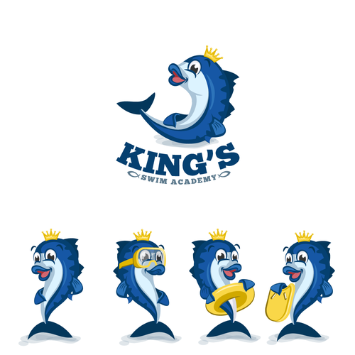 Swim design with the title 'Logo/Mascot Design Concepts for King's Swim Academy'