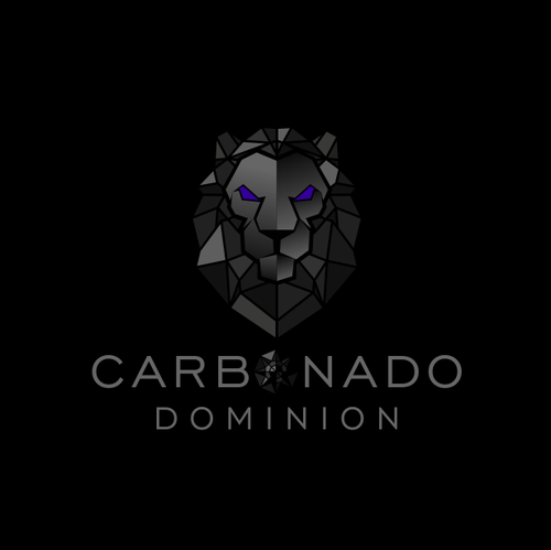 Lion head logo with the title 'Powerful Geometric Stylized Logo For 'Carbonado Dominion''