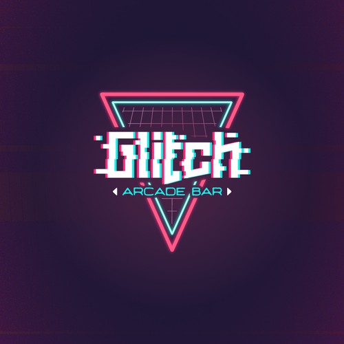 Pinball logo with the title 'Glitch Arcade Bar logo design concept'