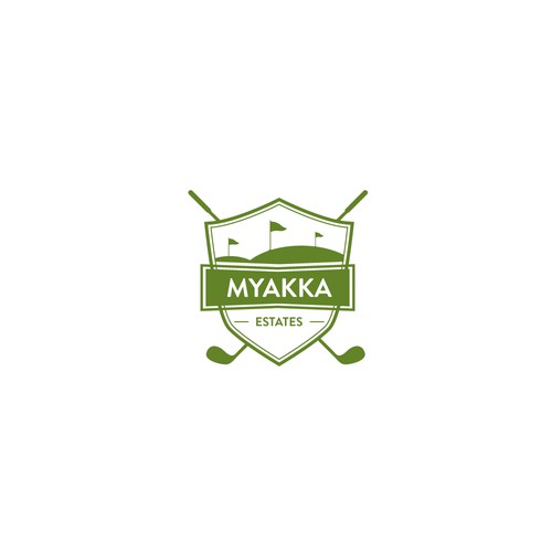 Gold foil logo with the title 'Myakka Golf estate Logo concept'