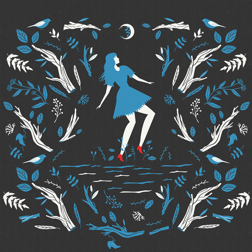 Blue artwork with the title 'Illustration'