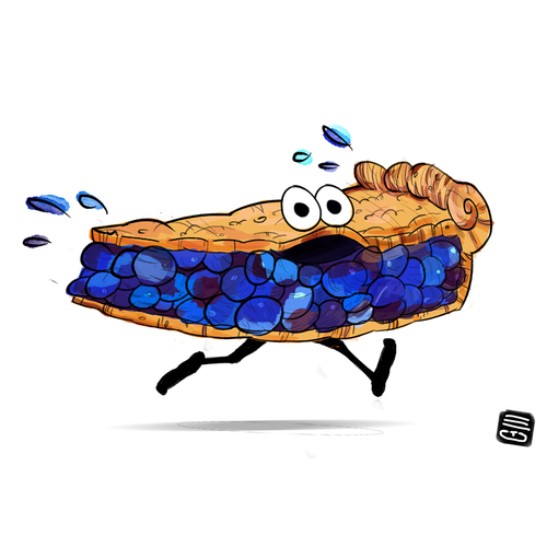 Funny character illustration with the title 'Pie Slice Character'