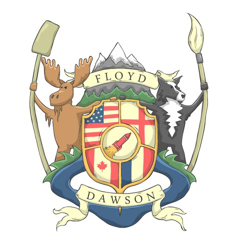 English design with the title 'Floyd-Dawson family crest'