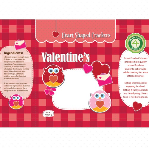 Biscuit packaging with the title 'product packaging for Smart Foods 4 Schools'