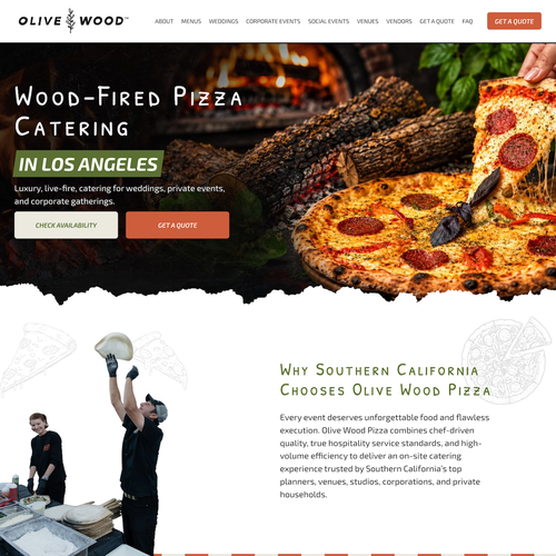 Design with the title 'Olive Wood Pizza Redesign'
