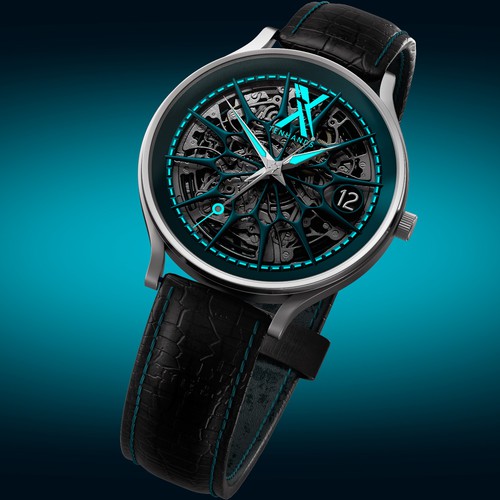 Watch design with the title 'Watch Product Design Photorealistic 3D render'