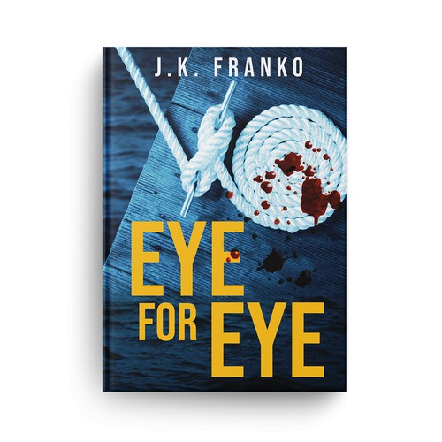 Bold book cover with the title 'Mystery thriller, Eye for Eye'