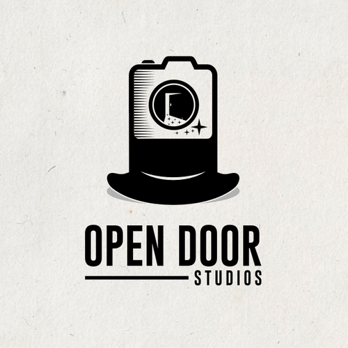 Door logo with the title 'OPEN DOOR STUDIOS - logo design'