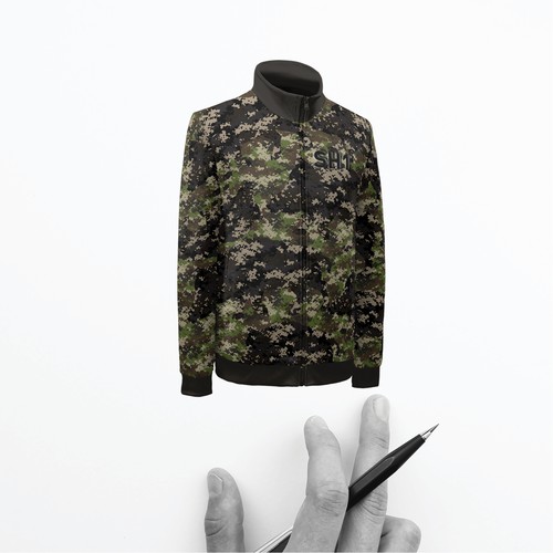Pixel art design with the title 'Hunting camouflage pattern...'