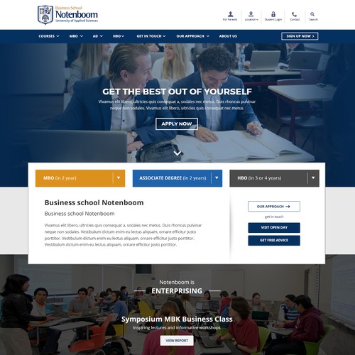 School website with the title 'Responsive Website for Business School '