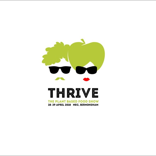 Vegetarian logo with the title 'THRIVE  FOOD SHOW'