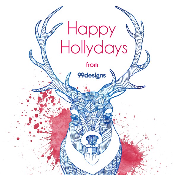 Happy holidays design with the title 'Happy hollydays cars with deer'