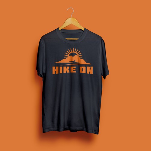 Hiking logo with the title 'T-shirt mockup for a hiker store'