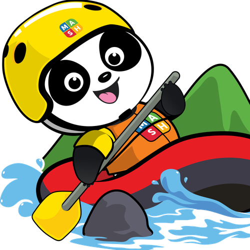 Panda design with the title 'Mia poses'