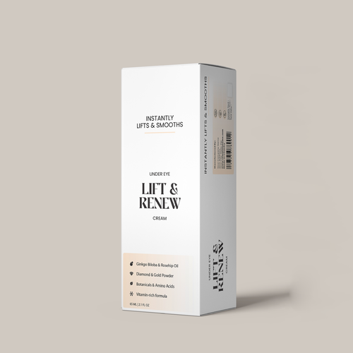 Box label with the title 'Cosmetic box packaging'