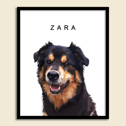 Graphic illustration artwork with the title 'Vector dog illustration'