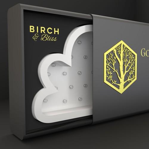 Lamp design with the title 'Good Nights Lamp Packaging Gold Idea'