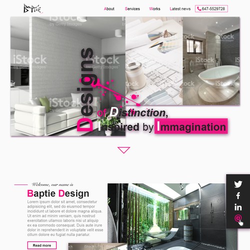 Bathroom design with the title 'Lively Architectural Brand Website Design'