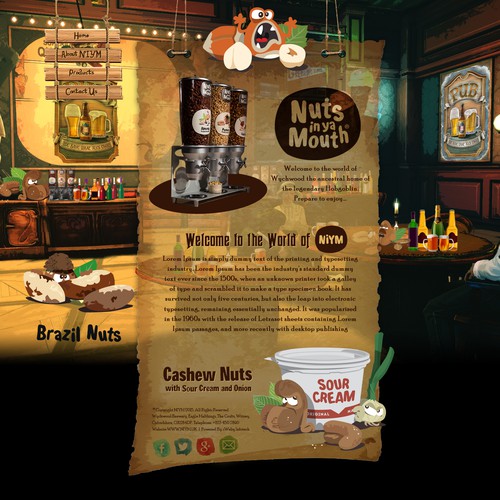 HTML5 website with the title 'Nuts in ya Mouth'