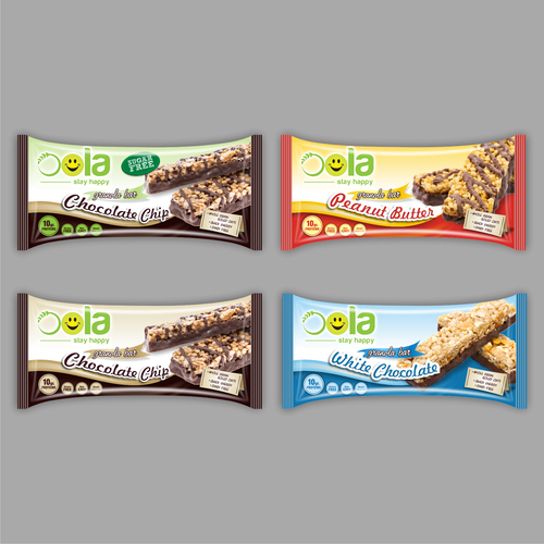 Chocolate design with the title 'OOLA - PROTEIN BAR WRAPPERS DESIGN'